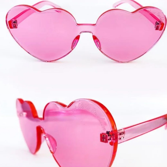 NWOT/Heart Shape Sunglasses Rimless Transparent Heart Glasses Colorful - Picture 4 of 4